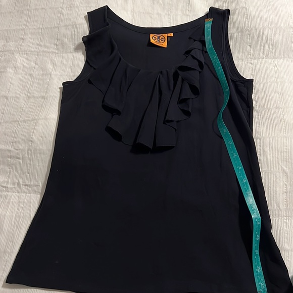 Tory Burch Navy Blue Tank Blue Layered Ruffles down front Classic Simple Beauty - Picture 11 of 13